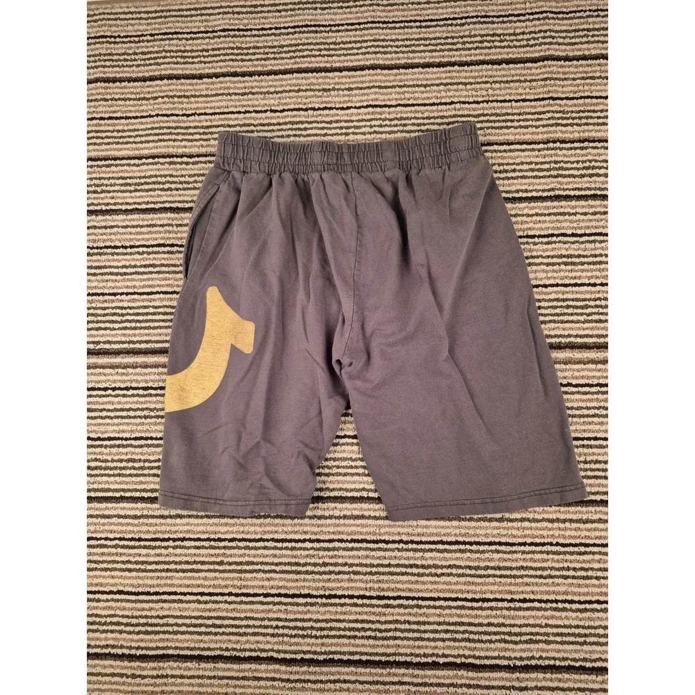 True Religion Mens Loungewear Shorts Green Gray Gold Horseshoe Logo Size Large